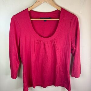 Boden Womens Scoop Neck‎ Classic 3/4 Sleeve Shirt Size 16 Layering Capsule Piece